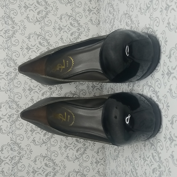 YVES SAINT LAURENT TRIBTOO CAP TOE PLATFORM PUMP BLACK LEATHER & PATENT - Picture 6 of 16